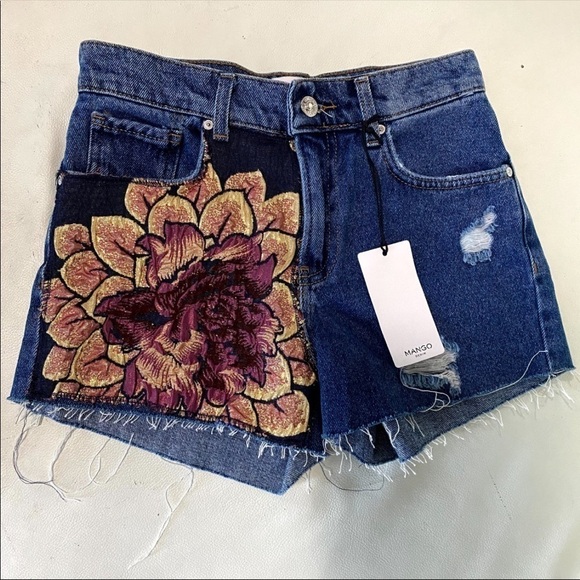 Mango Denim Embroidered Shorts - Picture 2 of 10